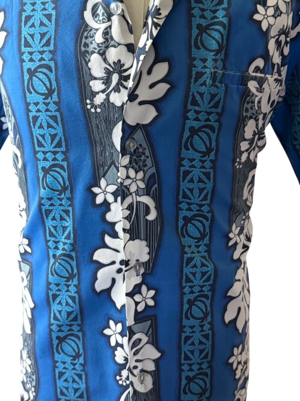 Mens Hawaiian Shirt Vintage Royal Creations Blue Floral Short Sleeve Shirt Large - Picture 12 of 16